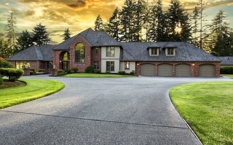 home driveway concrete sunset